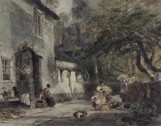 Ein Cottage in Nordwales mit Figuren